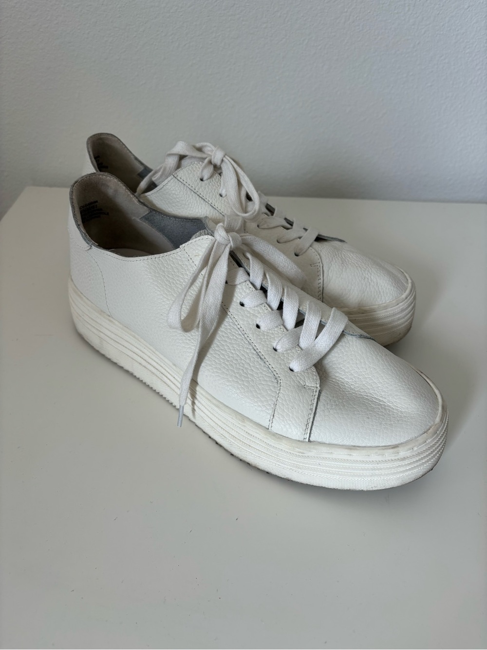 Men's White Leather Platform Sneakers